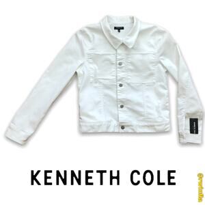 Kenneth Cole White Denim Distressed Jean Jacket Women's Size Small